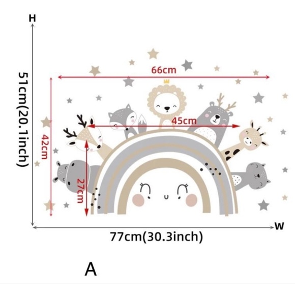 WALL DECALS Neutral Animal Friends Removable Wall Sticker For Baby & Kids - Picture 2 of 7